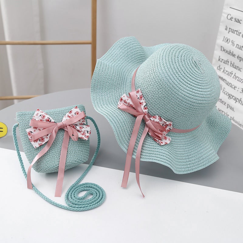 Kids Sun Protection Summer Hat with Coin Purse Fruit Green  - Image 1