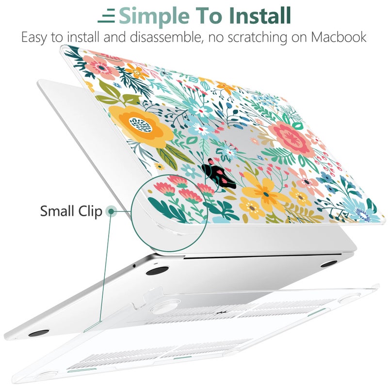 TWOLSKOO for MacBook Air 13 inch Case M5 2026 M4 2025 M3 M2 2024-2022 A3449 A3240 A3113 A2681, Plastic Hard Shell & Keyboard Cover & Screen Film for MacBook Air 13.6 inch Case, Abstract Flower - Image 3