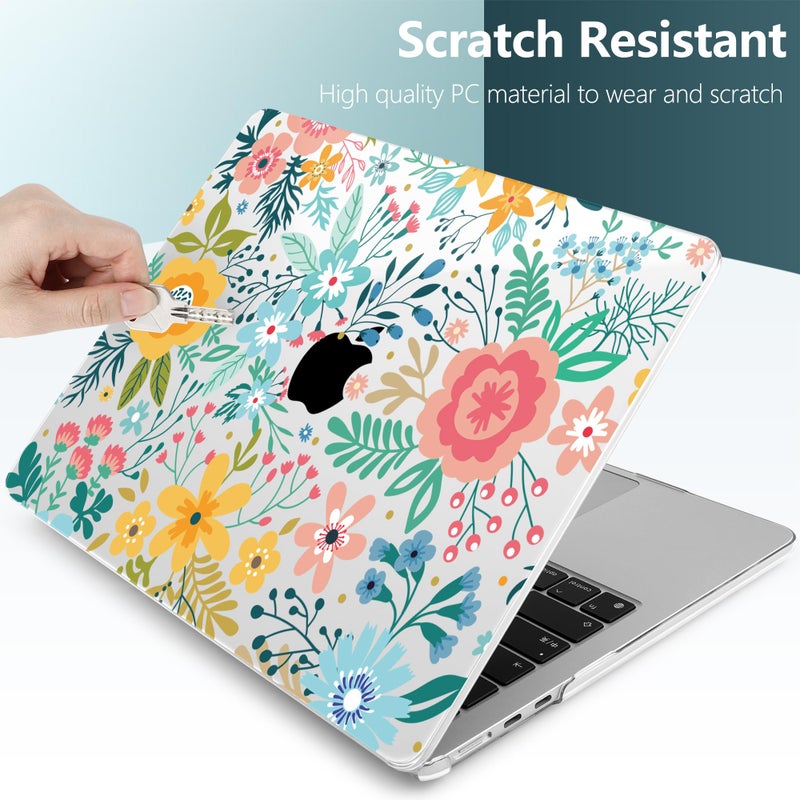 TWOLSKOO for MacBook Air 13 inch Case M5 2026 M4 2025 M3 M2 2024-2022 A3449 A3240 A3113 A2681, Plastic Hard Shell & Keyboard Cover & Screen Film for MacBook Air 13.6 inch Case, Abstract Flower - Image 4