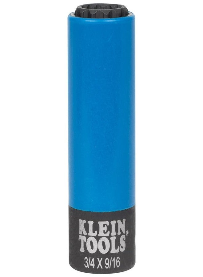 Klein Tools 66030 2-in-1 Non-Marring Impact Socket, Coated 12-Point Deep Sockets, 3/4- and 9/16-Inch Sizes - Image 1