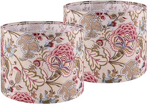 GO&SO Lamp Shades Set of 2 for Table Lamps 13 Top x 13 Bottom x 10 HighSpider Printing Floral Plants Lampshades Medium Drum Lamp Shades for Living RoomBedroom Lamps Assembly Required By GOSO - Image 1