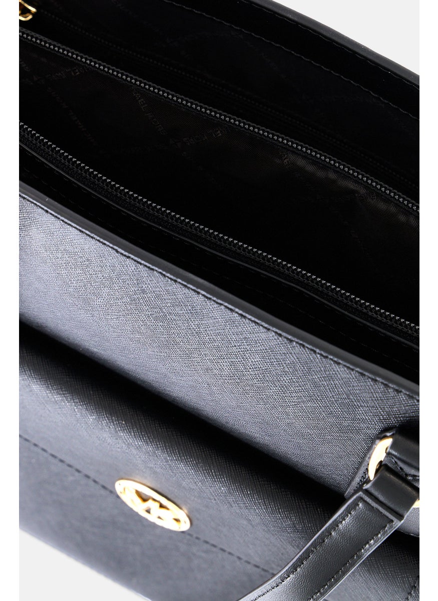 Michael Kors Women Hardware Logo Tote Bag 30 H x 35 L x 14 W cm, Black  - Image 4