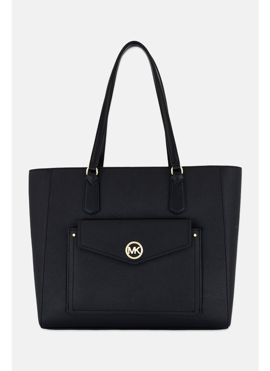 Michael Kors Women Hardware Logo Tote Bag 30 H x 35 L x 14 W cm, Black  - Image 1
