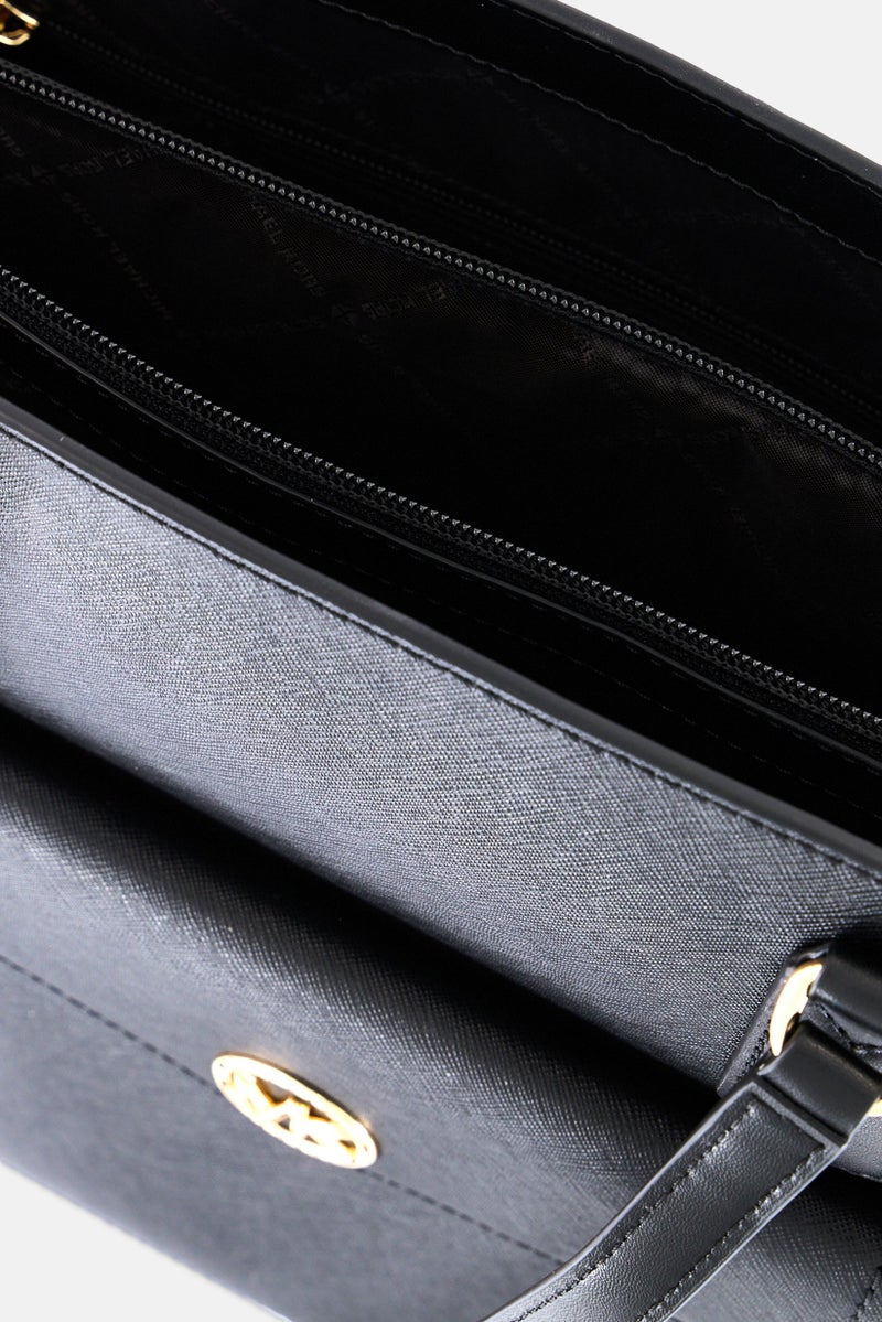 Michael Kors Women Hardware Logo Tote Bag 30 H x 35 L x 14 W cm, Black  - Image 4