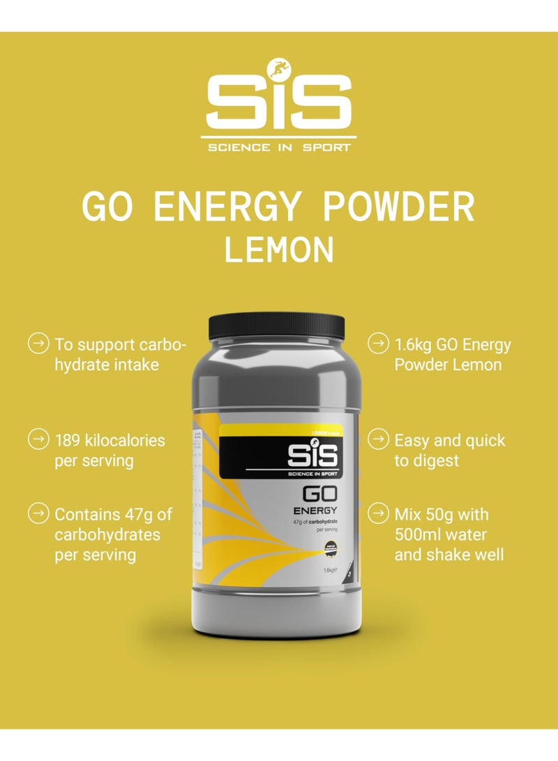 SIS GO Electrolyte Powder | 200mg Sodium | 36g Carbohydrates | Hydration | Energy | Easily Digestible | Lemon Flavour | 40 Servings | 1.6kg - Image 2