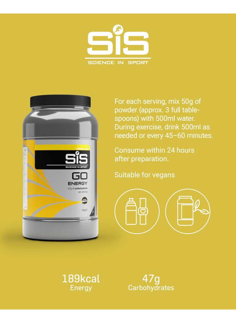 SIS GO Electrolyte Powder | 200mg Sodium | 36g Carbohydrates | Hydration | Energy | Easily Digestible | Lemon Flavour | 40 Servings | 1.6kg - Image 4