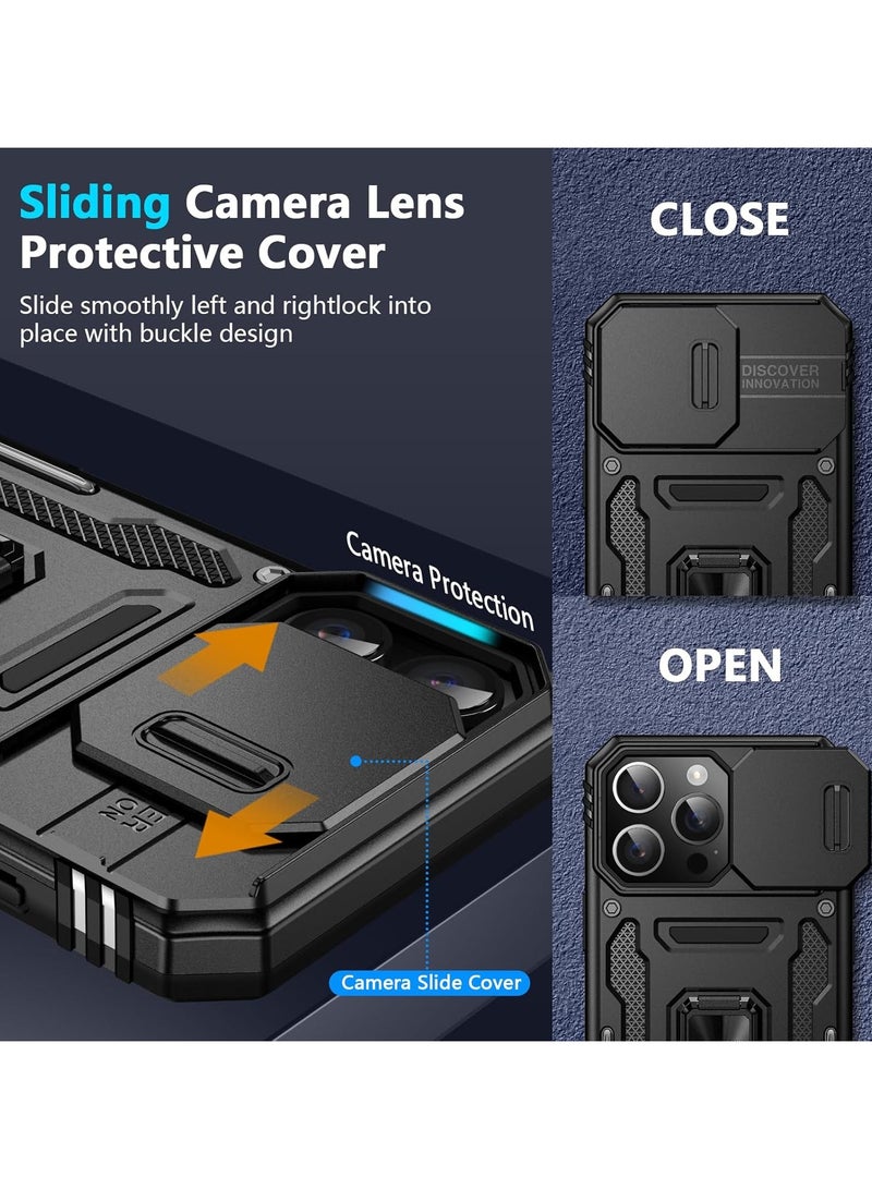 iPhone 16 Case with Built-in Sliding Camera Case, Screen Protector & Swivel Ring Bracket, iPhone 16 (6.1-Inch) Shock Protection Case, Black - Image 5