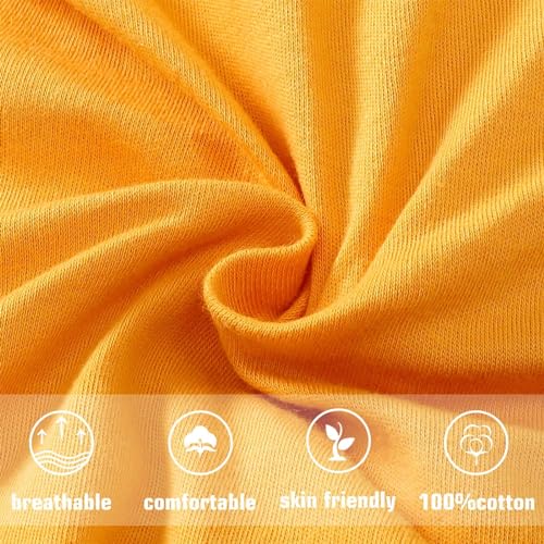 OPAWO Newborn Baby Footie Romper with Mitten Cuffs Double Zipper Jumpsuit Onesie 100% Cotton One-Piece for Boys Girls Newborn-9 Months(Ginger Yellow/Beige/Light Pink, 0-3 Months) - Image 5