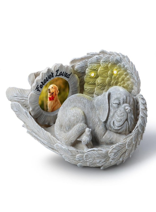 MoDinity Dog Memorial Gift, Angel Memorial Dog Statue with Photo Frame, Forever My Guardian Angel Garden Solar Light Dogs for Pet Memorial Stone - Image 1