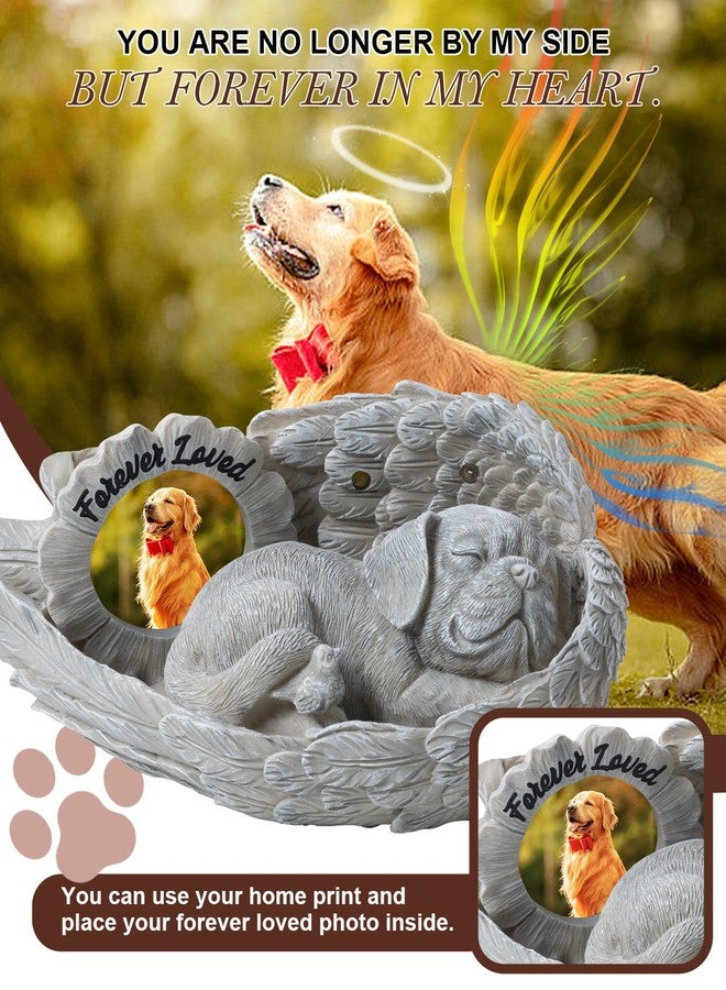 MoDinity Dog Memorial Gift, Angel Memorial Dog Statue with Photo Frame, Forever My Guardian Angel Garden Solar Light Dogs for Pet Memorial Stone - Image 3