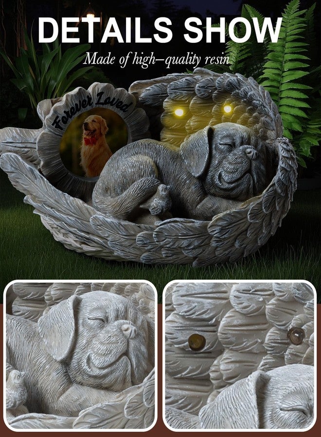 MoDinity Dog Memorial Gift, Angel Memorial Dog Statue with Photo Frame, Forever My Guardian Angel Garden Solar Light Dogs for Pet Memorial Stone - Image 4