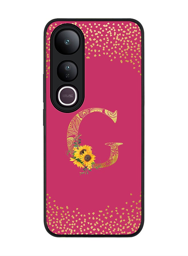 Stylizedd For vivo V50 Lite Case,Slim fit Camera Protection, Shockproof Thin Phone cover  - Custom Floral Monogram - G ( Deep Pink )