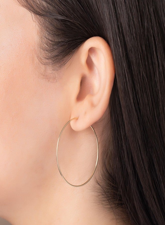 PORI JEWELERS Real Solid 14K Gold 1MMx40MM Round Endless Hoop Earrings -Great for Earrings, Second Hole, Lip, Nose, or Cartilage Piercings - Image 2