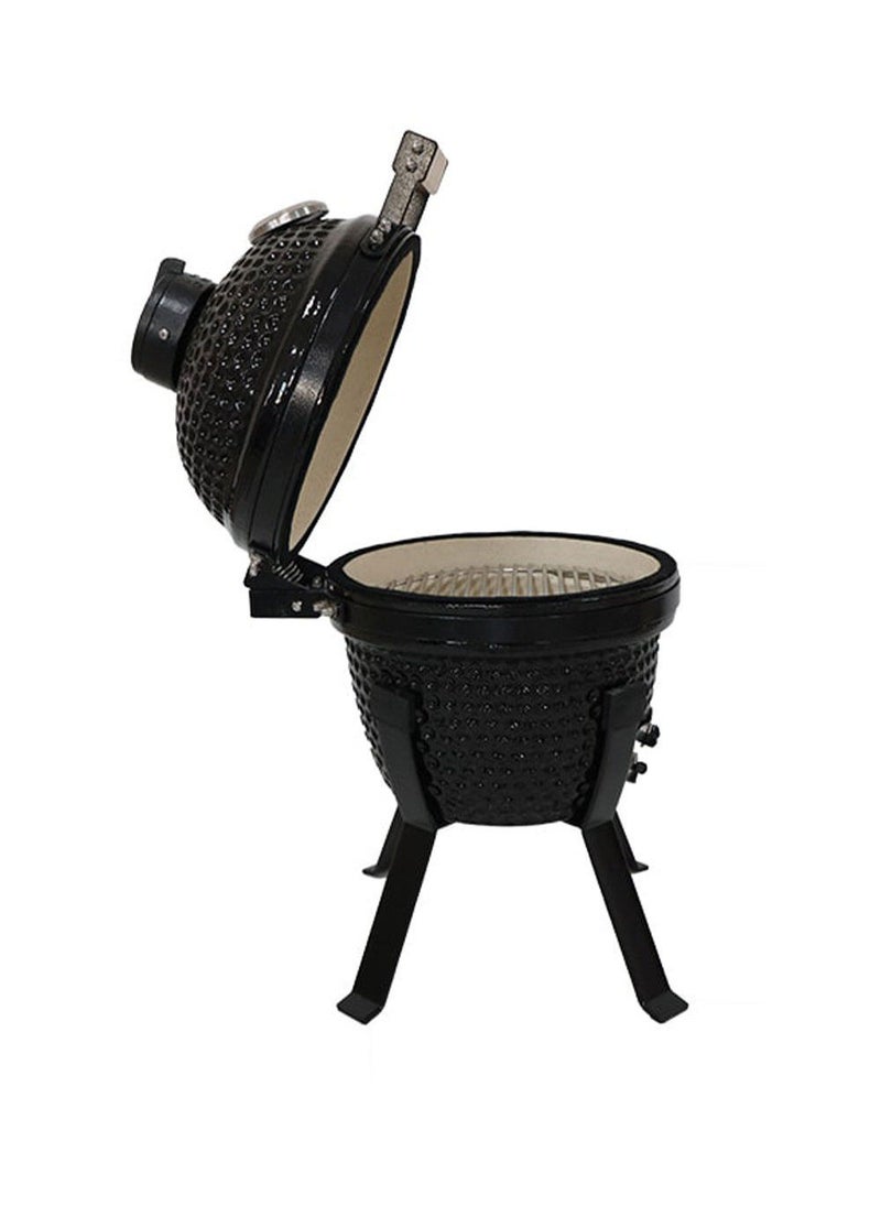 كامادو_بونو كامايدو بونو بيكنيك 13 بوصة أسود – شواية فحم سيراميكية محمولة فاخرة ومدخنة للشواء الخارجي، للتراس والنزهات والتخييم – قطر 32 سم مدمجة، شواية وفرن ومدخنة في جهاز واحد، مثالية للبرغر وشرائح اللحم والدجاج والأضلاع – ضمان مدى الحياة على السيراميك - Image 5