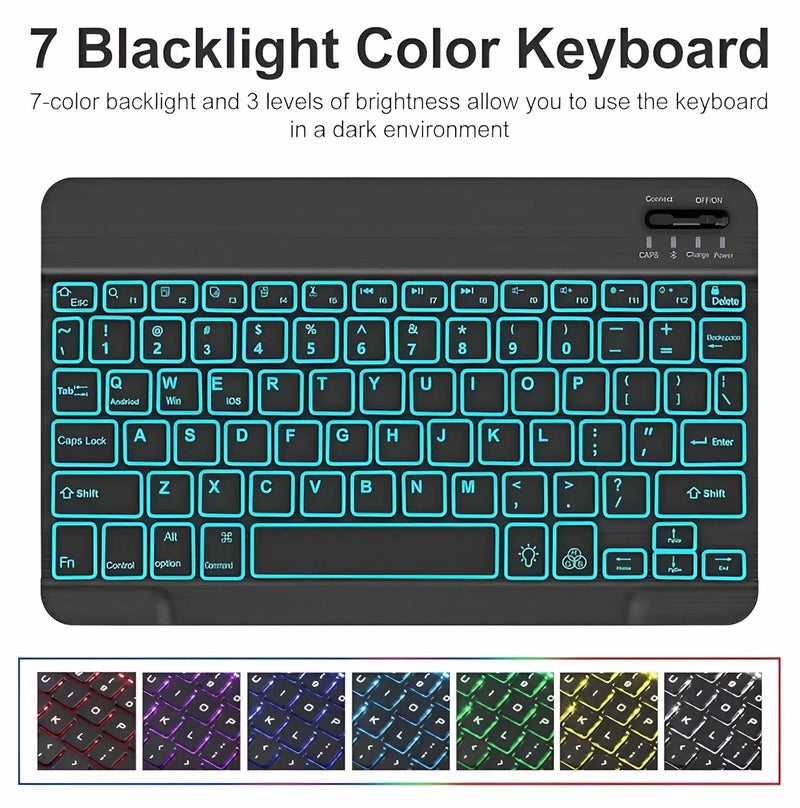ProElite Keyboard Case Cover for Moto Pad 60 Pro 12.7 inch 2025 Magnetic Detachable Wireless Bluetooth Keyboard for Moto Pad 60 Pro 12.7 inch 2025 with Built-in 7-Colors Backlit, Dark Blue - Image 2