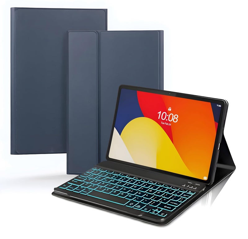 ProElite Keyboard Case Cover for Moto Pad 60 Pro 12.7 inch 2025 Magnetic Detachable Wireless Bluetooth Keyboard for Moto Pad 60 Pro 12.7 inch 2025 with Built-in 7-Colors Backlit, Dark Blue - Image 1