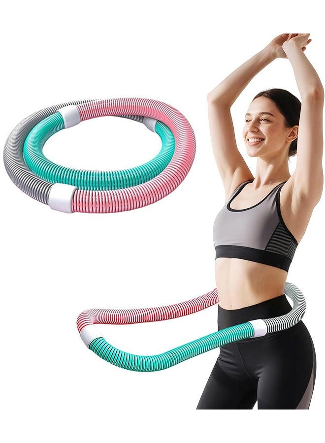 طوق هولا هوب مرن ومثقل للبالغين، طوق لياقة بدنية قابل للطي بوزن 2.8 رطل، تصميم مرن ومريح للخصر، طوق تمرين مرن ومثقل محمول لتمارين تقوية عضلات البطن، معدات لياقة بدنية للمنزل والسفر - Image 1