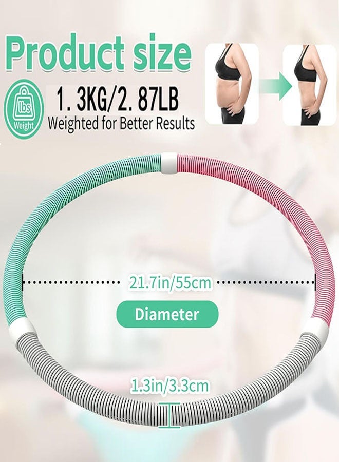طوق هولا هوب مرن ومثقل للبالغين، طوق لياقة بدنية قابل للطي بوزن 2.8 رطل، تصميم مرن ومريح للخصر، طوق تمرين مرن ومثقل محمول لتمارين تقوية عضلات البطن، معدات لياقة بدنية للمنزل والسفر - Image 2