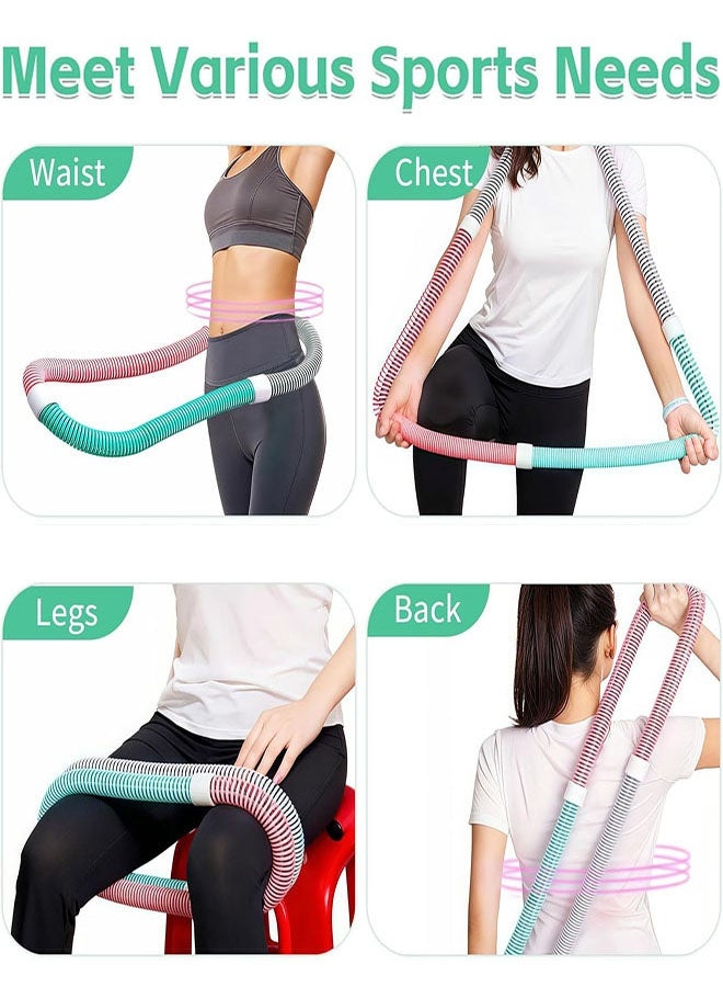 طوق هولا هوب مرن ومثقل للبالغين، طوق لياقة بدنية قابل للطي بوزن 2.8 رطل، تصميم مرن ومريح للخصر، طوق تمرين مرن ومثقل محمول لتمارين تقوية عضلات البطن، معدات لياقة بدنية للمنزل والسفر - Image 3