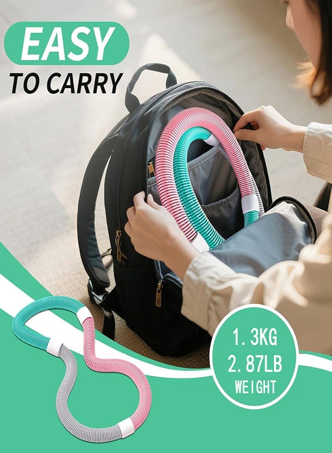 طوق هولا هوب مرن ومثقل للبالغين، طوق لياقة بدنية قابل للطي بوزن 2.8 رطل، تصميم مرن ومريح للخصر، طوق تمرين مرن ومثقل محمول لتمارين تقوية عضلات البطن، معدات لياقة بدنية للمنزل والسفر - Image 4