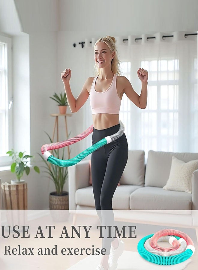 طوق هولا هوب مرن ومثقل للبالغين، طوق لياقة بدنية قابل للطي بوزن 2.8 رطل، تصميم مرن ومريح للخصر، طوق تمرين مرن ومثقل محمول لتمارين تقوية عضلات البطن، معدات لياقة بدنية للمنزل والسفر - Image 5