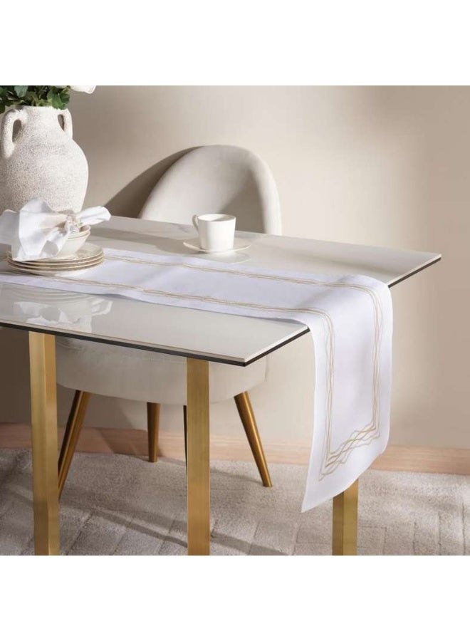 Pan Home مفرش طاولة مطرز 33x120 سم - ذهبي شامبانيا - Image 1