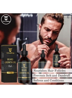 Striking Viking Beard Growth Oil with Biotin – Thickening and Conditioning Beard Oil - All Natural Beard Growth Serum Promotes Facial Hair Growth for Men, Sandalwood  - Image 3