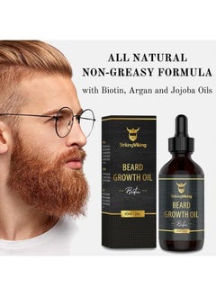 Striking Viking Beard Growth Oil with Biotin – Thickening and Conditioning Beard Oil - All Natural Beard Growth Serum Promotes Facial Hair Growth for Men, Sandalwood  - Image 4