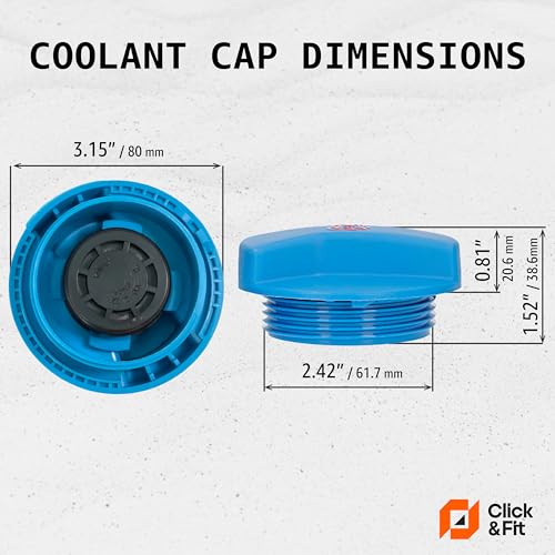 Click&Fit Blue Coolant Overflow Reservoir Cap compatible with Audi 2000-2012, VW 1999-2012 engine antifreeze expansion tank lid 1J0121321B, 3B0121321, thread dia 2.42in (61.8 mm) - Image 2