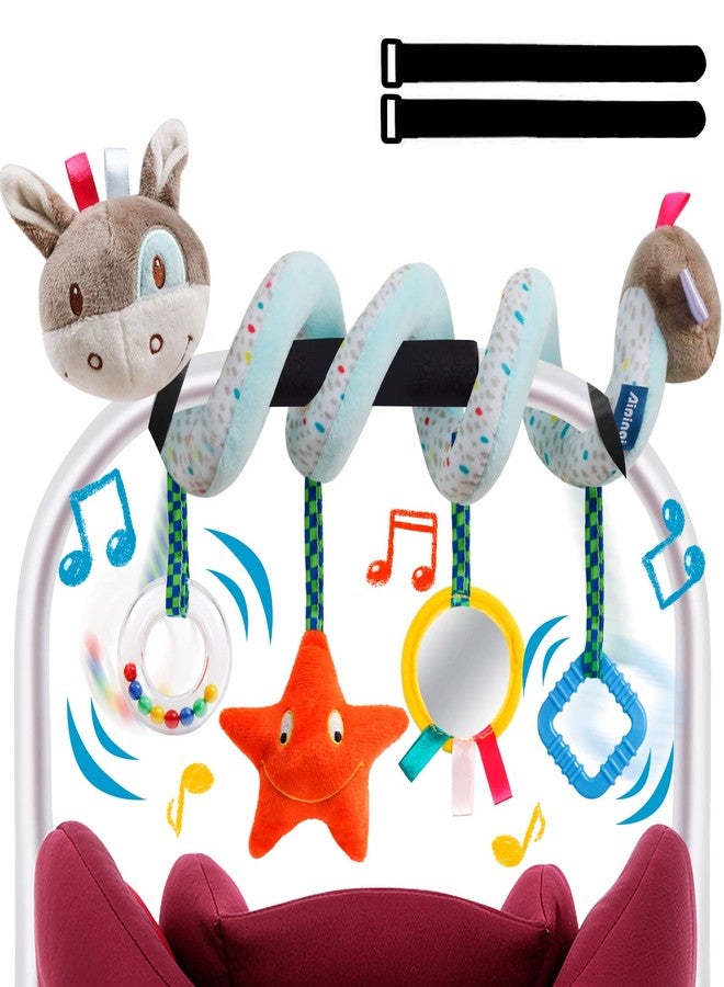 GKDOMS Baby Car Seat Toys Activity Stroller Toy for Boys Girls 0 3 6 9 10 12 Months, Spiral Hanging Plush Toys, Baby Shower Thank You Gifts - Image 1