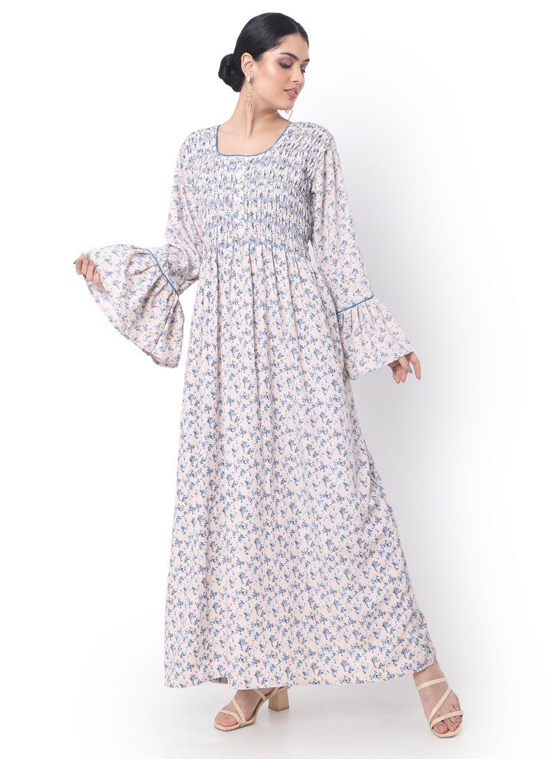 HANA & SARA SMOKING DESIGN CASUAL LONG VISCOSE STYLISH PRINTED ARABIC KAFTAN JALABIYA DRESS  - Image 4