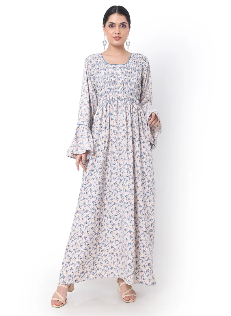 هانا آند سارا جلابية كفتان نسائية أنيقة مطبوعة من الفيسكوز طويل كاجوال