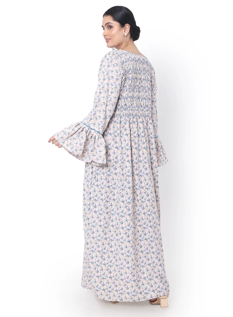 هانا آند سارا جلابية كفتان نسائية أنيقة مطبوعة من الفيسكوز طويل كاجوال