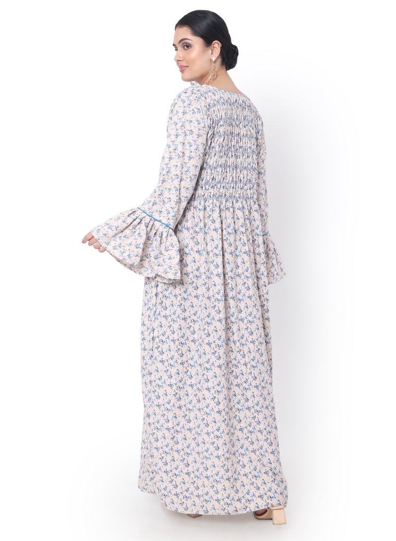 HANA & SARA SMOKING DESIGN CASUAL LONG VISCOSE STYLISH PRINTED ARABIC KAFTAN JALABIYA DRESS  - Image 2