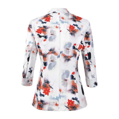 Beninos Womens Blazers 3/4 Sleeve Lightweight Office Work Blazer Jacket (1905 White, S) - Image 2
