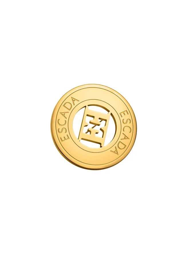 ESCADA Alice Brooch for Women Iconic Cutout E Signature, Engraved Logo, Elegant Statement Pin