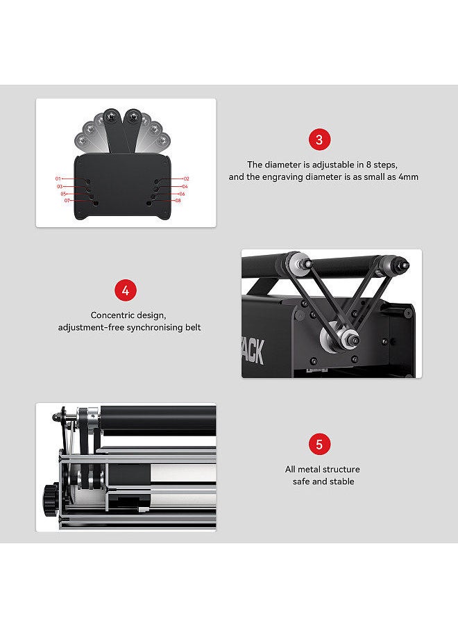 ATOMSTACK - R3 PRO Roller for Cylindrical Irregular Objects with 360° Rotating Engraving Axis 8 Angle Adjustments Support Frame Engraving Diameter As Small As 4MM Compatible with 95% of Laser Engraving Machines - Image 1