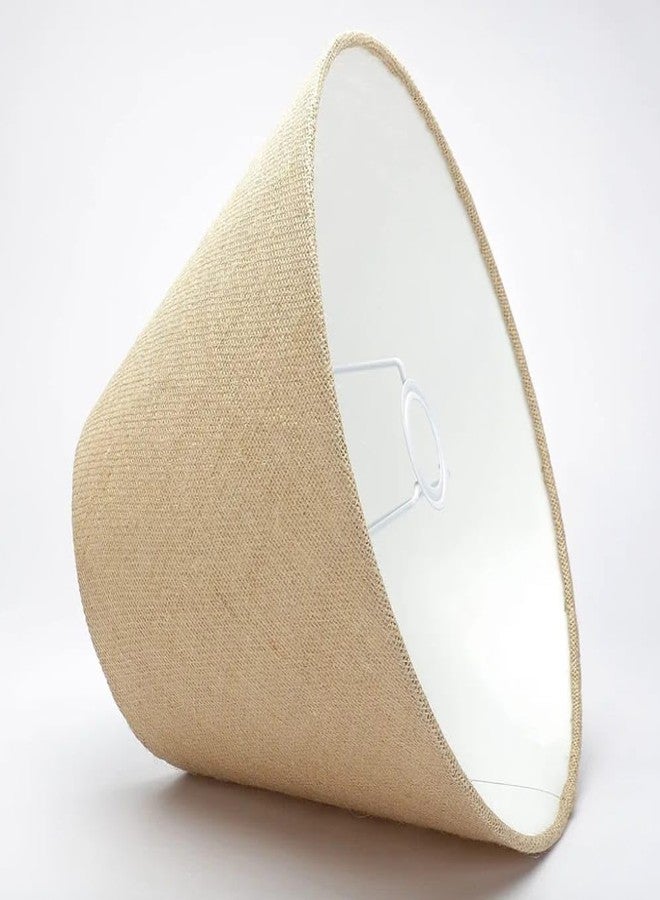 غطاء مصباح مخروطي من الجوت الطبيعي من SECURE DECOR مع قماش قطني لمصابيح الطاولة والأرضية - لمسة ديكور ريفية مصنوعة يدويًا - صديق للبيئة ومتين، يناسب حوامل المصابيح القياسية، تصميم كلاسيكي - Image 2
