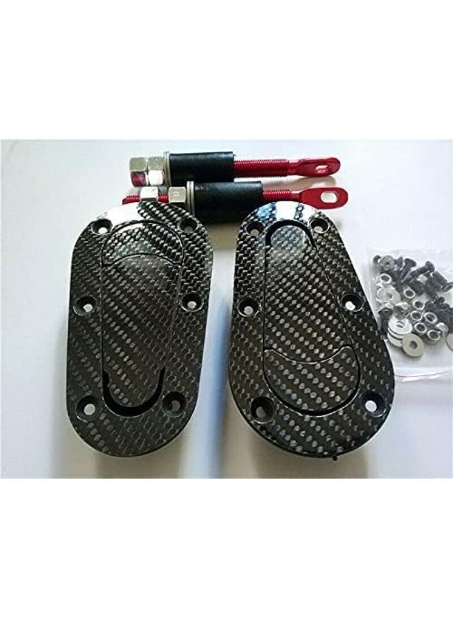TEAMWILL Carbon Fiber Racing Car Bonnet Plus Flush Mount Hood Latch Steel Pin Locking Kit - Image 2
