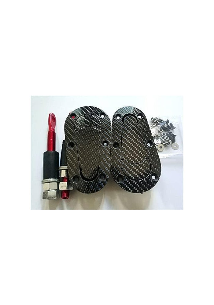 TEAMWILL Carbon Fiber Racing Car Bonnet Plus Flush Mount Hood Latch Steel Pin Locking Kit - Image 3