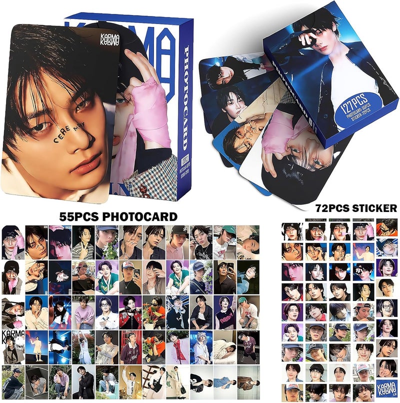 PYAJUU Stray Kids KARMA Photocards 127PCS KARMA Album Photo Card Set Stray Kids The 4th Album Merch 55 PCS Photocard and 72 PCS Stickers Gift for STAY Straykids 2025 Gift Set (I.N) - Image 2