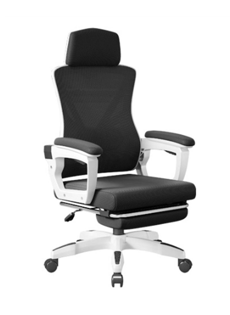 Ergonomic Office Chair, Height and Backrest Adjustable Desk Chair with Lumbar Support and Footrest for Work, Study and Gaming, Swivel Computer Chair for Home Office (Z1-White)