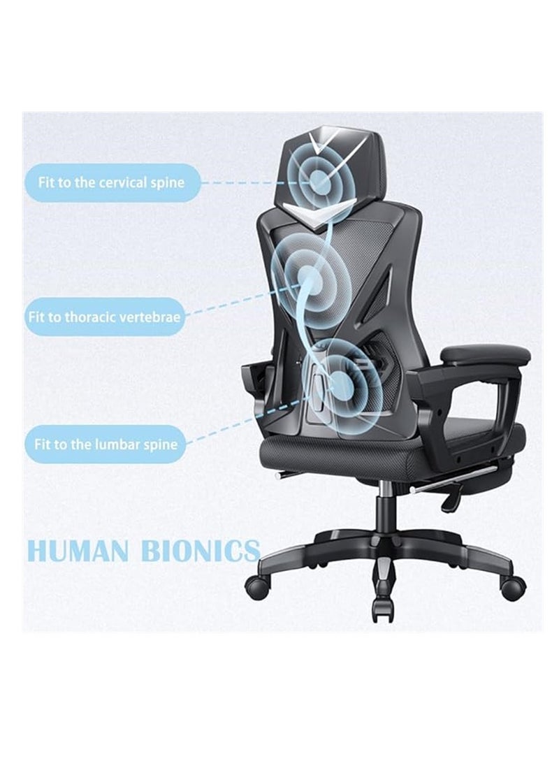 Ergonomic Office Chair, Height and Backrest Adjustable Desk Chair with Lumbar Support and Footrest for Work, Study and Gaming, Swivel Computer Chair for Home Office (Z1-White)