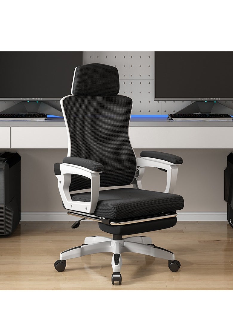 Ergonomic Office Chair, Height and Backrest Adjustable Desk Chair with Lumbar Support and Footrest for Work, Study and Gaming, Swivel Computer Chair for Home Office (Z1-White)