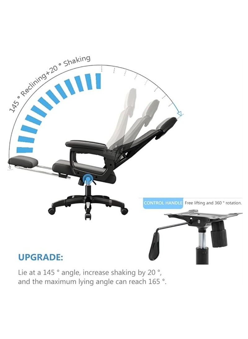 Ergonomic Office Chair, Height and Backrest Adjustable Desk Chair with Lumbar Support and Footrest for Work, Study and Gaming, Swivel Computer Chair for Home Office (Z1-White)