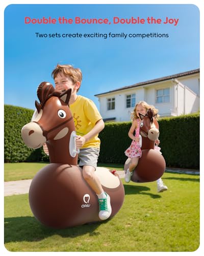 QPAU Infatable Bouncy Horse Toys with Hand Pump Heavy Duty Giant Bouncy Pal 220lbs Load Capacity Ride On Bouncy Animal Hopper Toy Indoor Outdoor Bouncers for Kids Girls Boys Ages 5 - Image 5