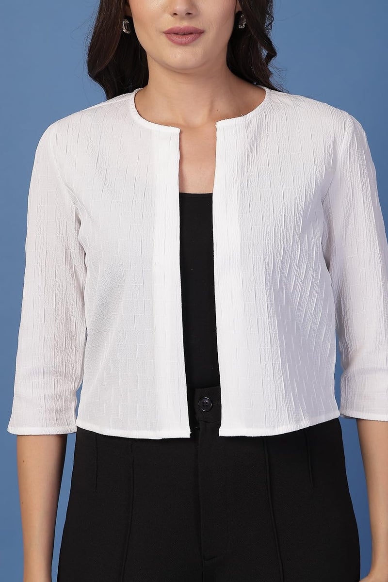 Style Quotient Women White Solid Shrug - Image 2