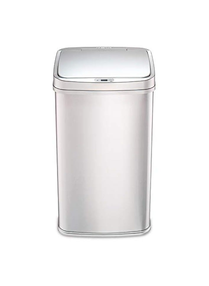 نينستارز DZT-50-28، 50 لترًا من سلة المهملات والقمامة الأوتوماتيكية بدون لمس والمستشعر الحركي المصنوعة من الفولاذ المقاوم للصدأ مع آلية غطاء فضية شديدة التحمل للمنزل والمطبخ والمكتب - Image 4