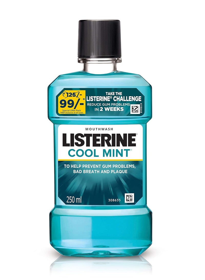 ليسترين سائل ليسترين سائل غسول الفم بالنعناع البارد، يزيل 99.9% من الجراثيم، 250 مل - Image 1