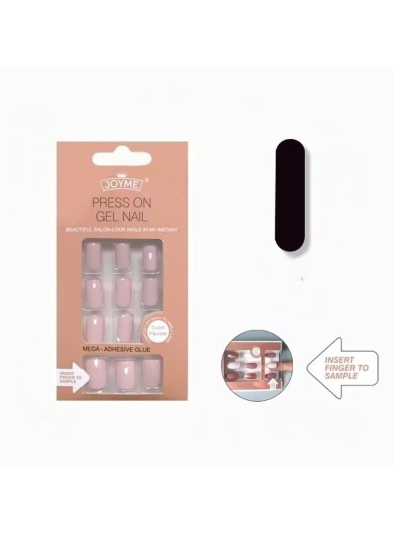 JOYME 24-Piece Pack Press On Full Cover Nails Glue Free Convenience Light Pink - Image 1